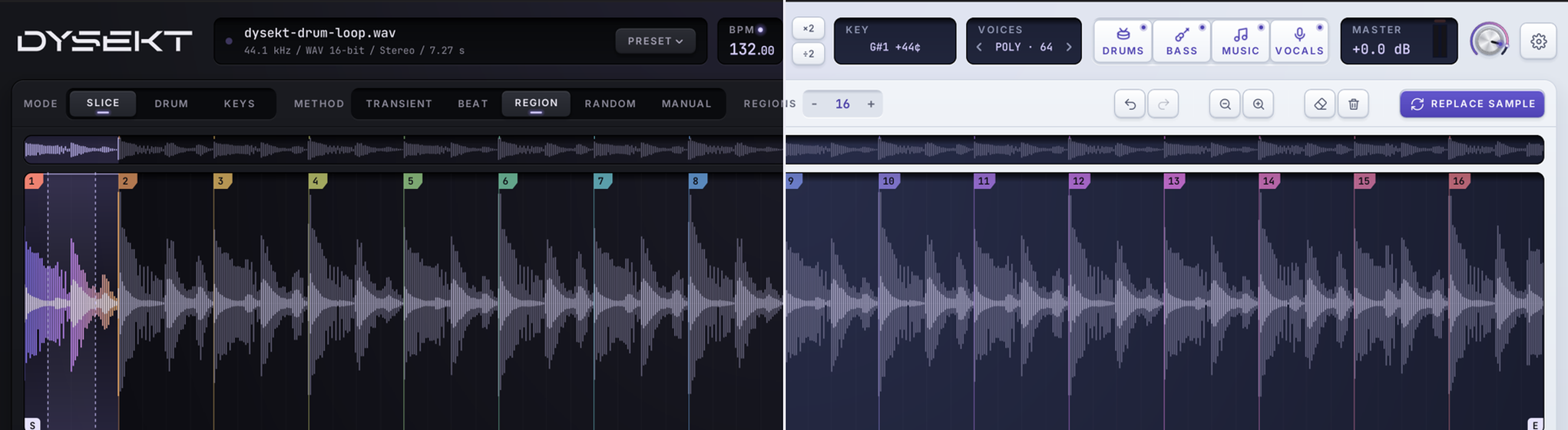 The same session in the Dream (dark) and Daydream (light) themes